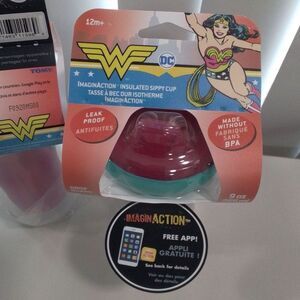DC Superhero Girls Comic Wonder Woman Retro Insulated Sippy Cup 2 Pk NWT